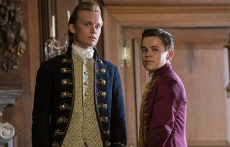 Freddie Dennis and Sam Clemmett in 'Queen Charlotte: A Bridgerton Story'