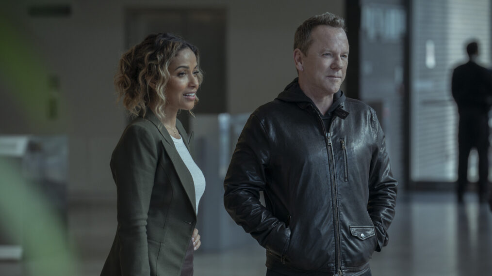 Meta Golding and Kiefer Sutherland in 'Rabbit Hole'