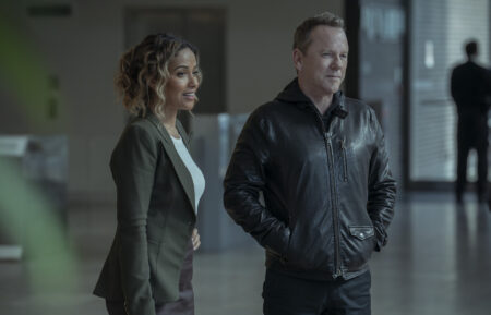 Meta Golding and Kiefer Sutherland in 'Rabbit Hole'