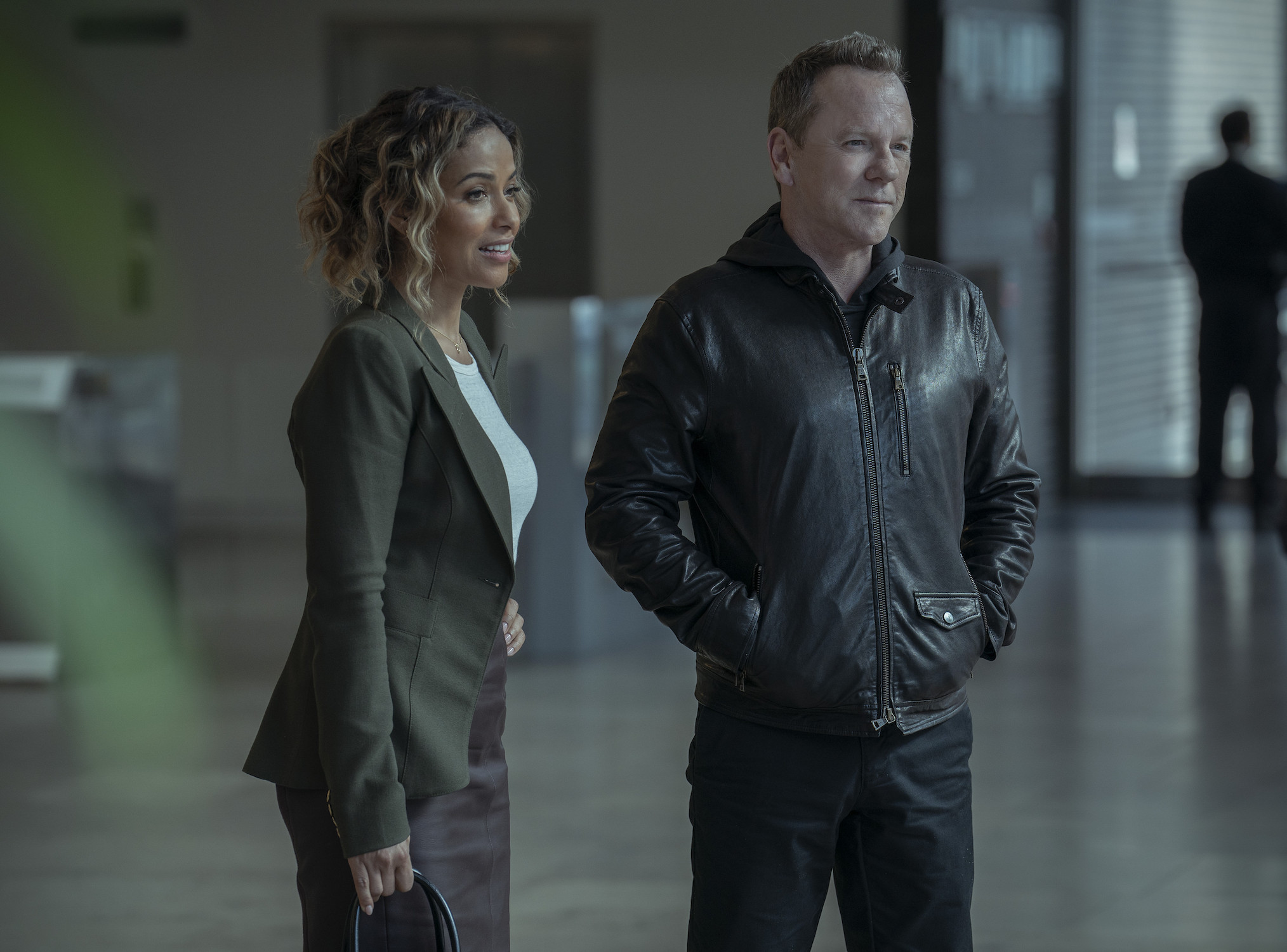 Meta Golding and Kiefer Sutherland in 'Rabbit Hole'