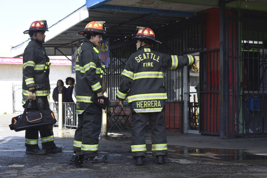 Boris Kodjoe, Carlos Miranda, and Jaina Lee Ortiz in 'Station 19'