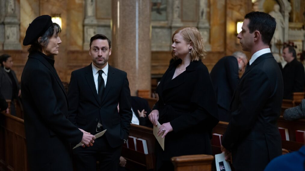 Harriet Walter, Kieran Culkin, Sarah Snook, and Jeremy Strong in 'Succession' Season 4