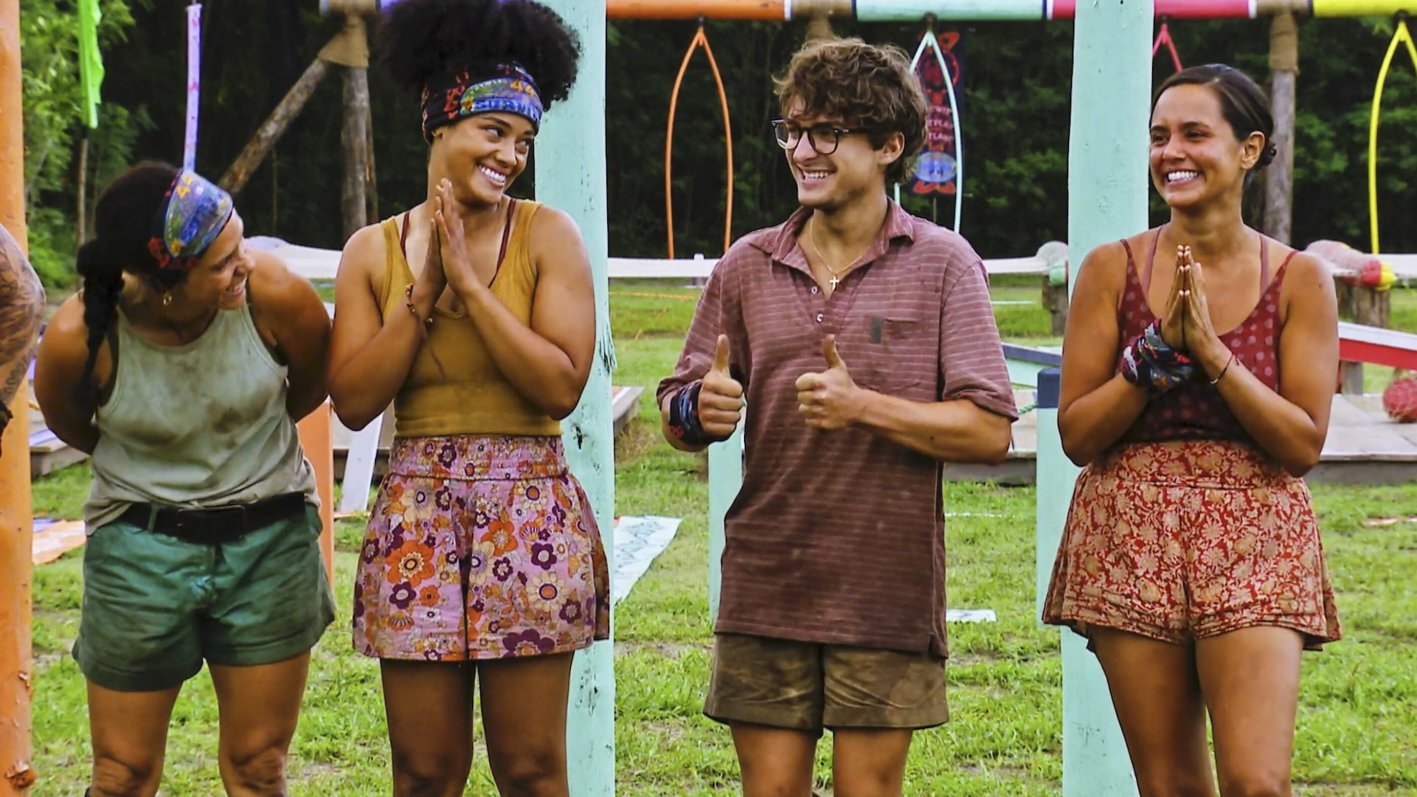 Heidi Lagares-Greenblatt, Lauren Harpe, Carson Garrett, and Jaime Lynn Ruiz in 'Survivor' Season 44 Episode 10