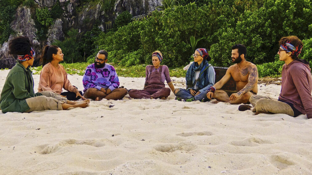 Lauren Harpe, Jaime Lynn Ruiz, Yamil “Yam Yam” Arocho, Carolyn Wiger, Heidi Lagares-Greenblatt, Danny Massa, and Carson Garrett in 'Survivor' Season 44 Episode 11