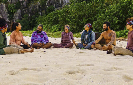 Lauren Harpe, Jaime Lynn Ruiz, Yamil “Yam Yam” Arocho, Carolyn Wiger, Heidi Lagares-Greenblatt, Danny Massa, and Carson Garrett in 'Survivor' Season 44 Episode 11