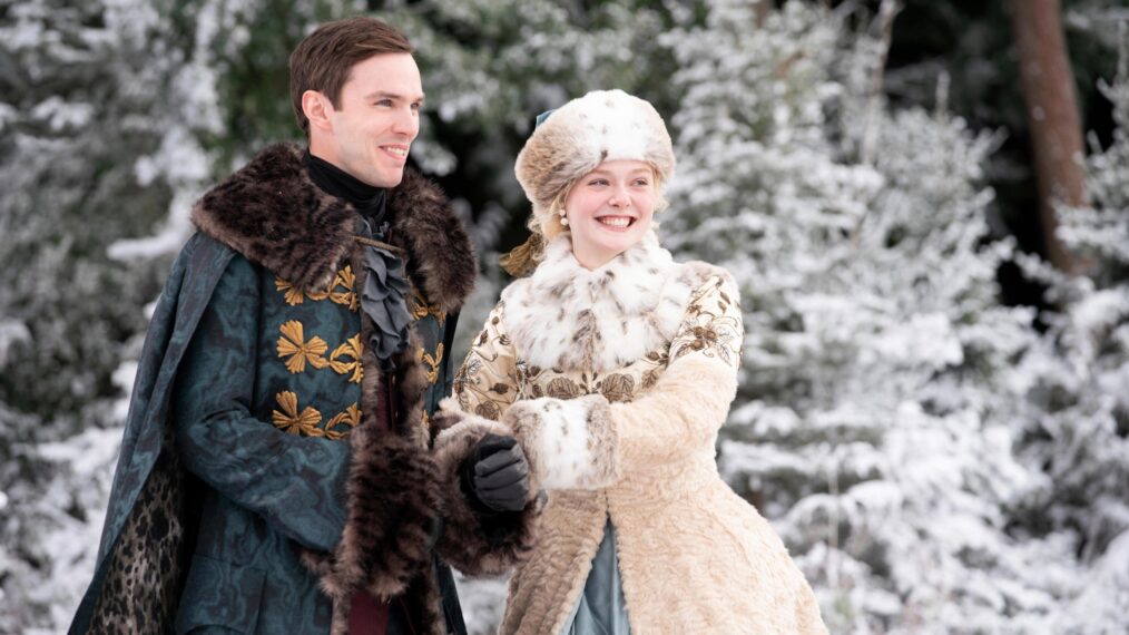 Nicholas Hoult and Elle Fanning in 'The Great'