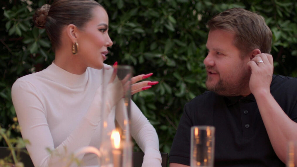 Khloé Kardashian and James Corden in 'The Kardashians' Season 3 premiere