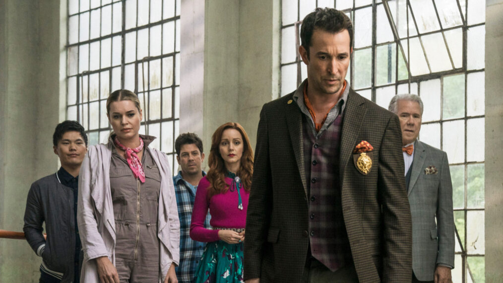 John Harlan Kim, Rebecca Romijn, Christian Kane, Lindy Booth, Noah Wyle, John Larroquette in TNT's 'The Librarians'