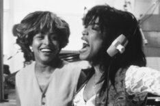 Tina Turner and Angela Bassett on set of 'What's Love Got to Do With It' in 1993