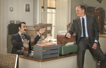 Justin Theroux and Woody Harrelson in 'White House Plumbers'