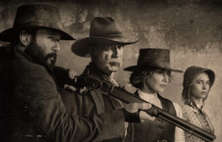Tim McGraw, Sam Elliot, Faith Hill, and Isabel May in '1883'