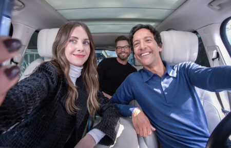 Alison Brie, Danny Pudi, Joel McHale in 'Carpool Karaoke'