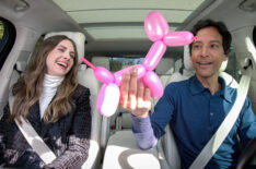 Alison Brie and Danny Pudi in 'Carpool Karaoke'