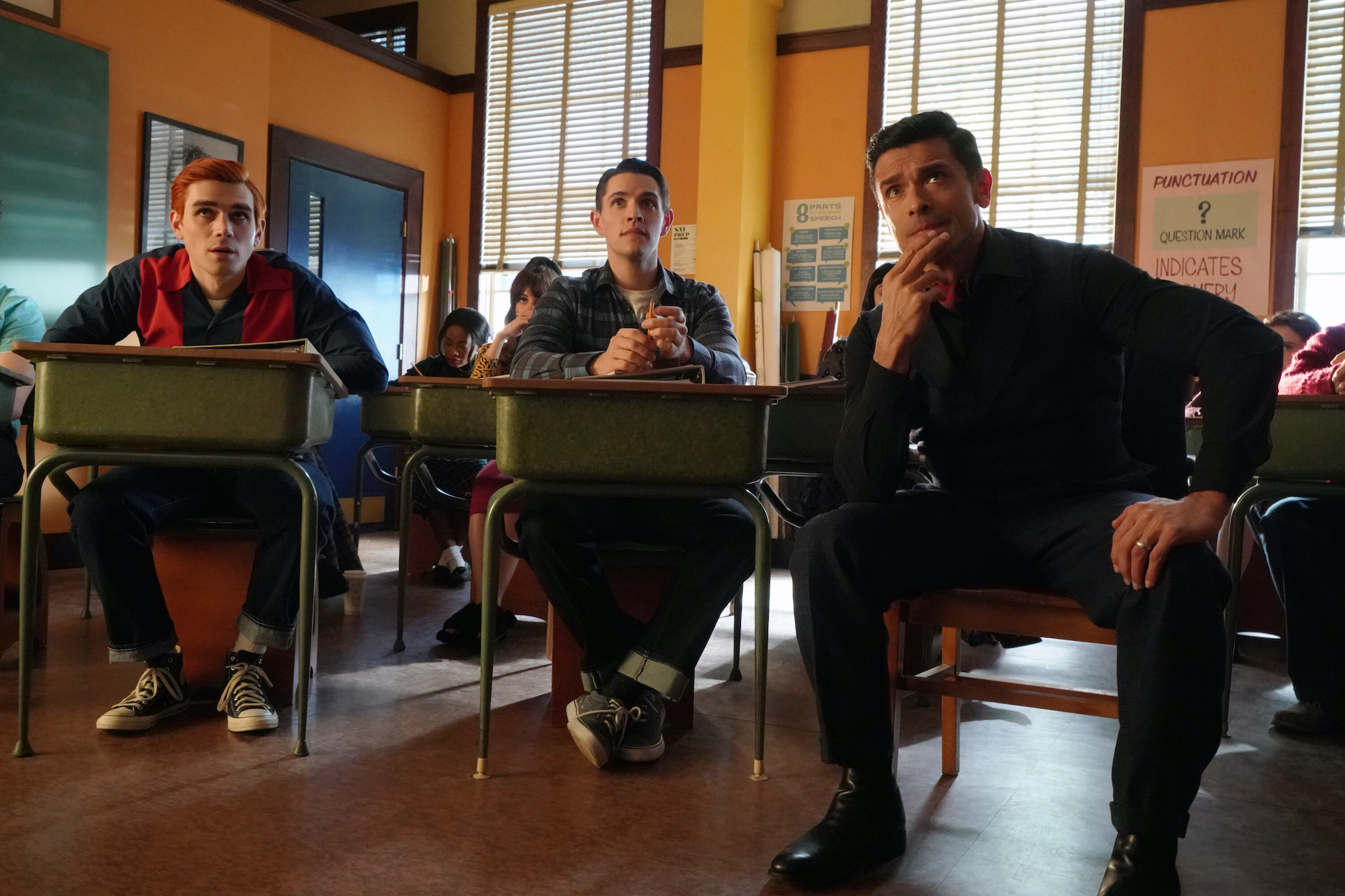 KJ Apa, Casey Cott, and Mark Consuelos in 'Riverdale'