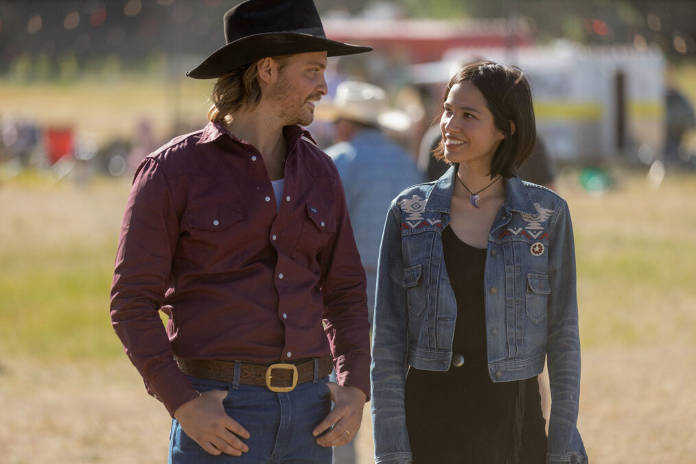 Luke Grimes and Kelsey Asbille in 'Yellowstone'