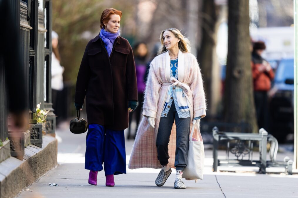 Cynthia Nixon and Sarah Jessica Parker on the set of 'And Just Like That...' Season 2