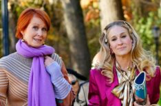 Cynthia Nixon and Sarah Jessica Parker on the set of 'And Just Like That...'