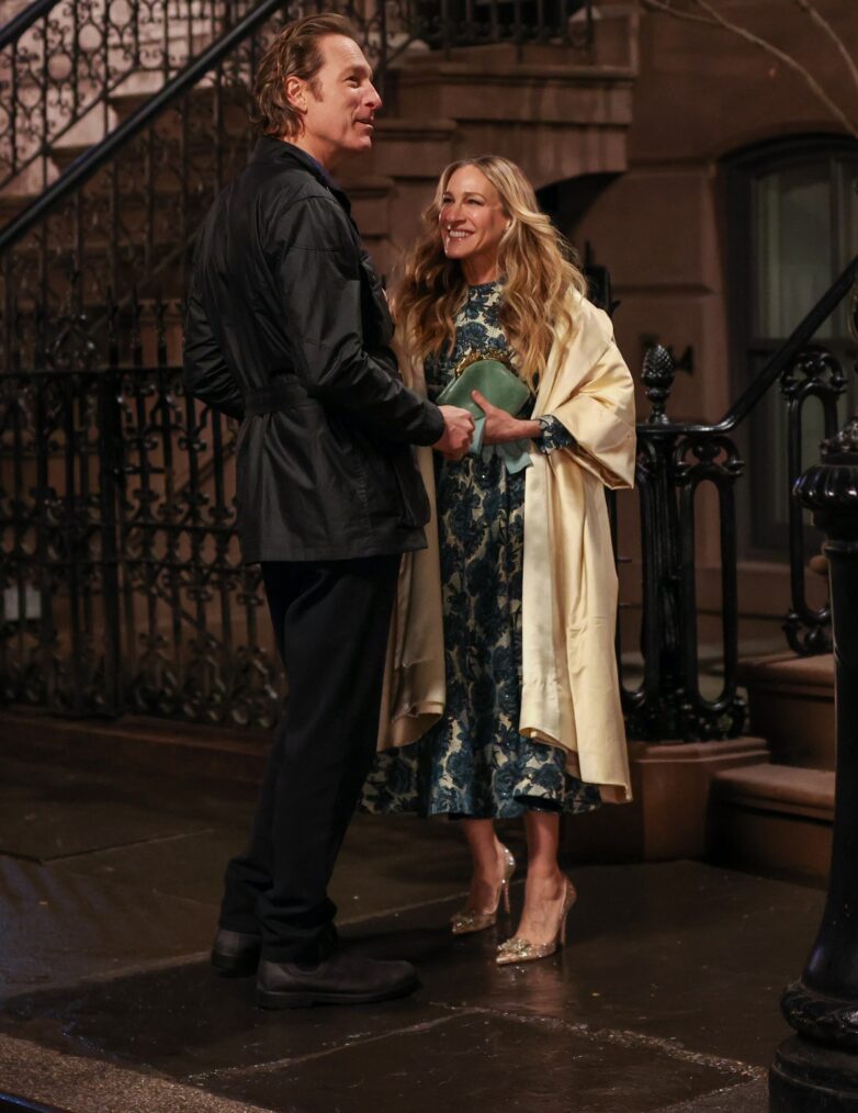 John Corbett and Sarah Jessica Parker on the set of 'And Just Like That...' Season 2