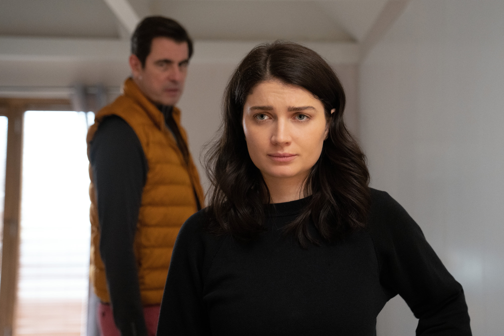 Eve Hewson and Claes Bang in 'Bad Sisters'