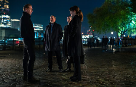 Damian Lewis, David Costabile, Asia Kate Dillon, and Maggie Siff in 'Billions'