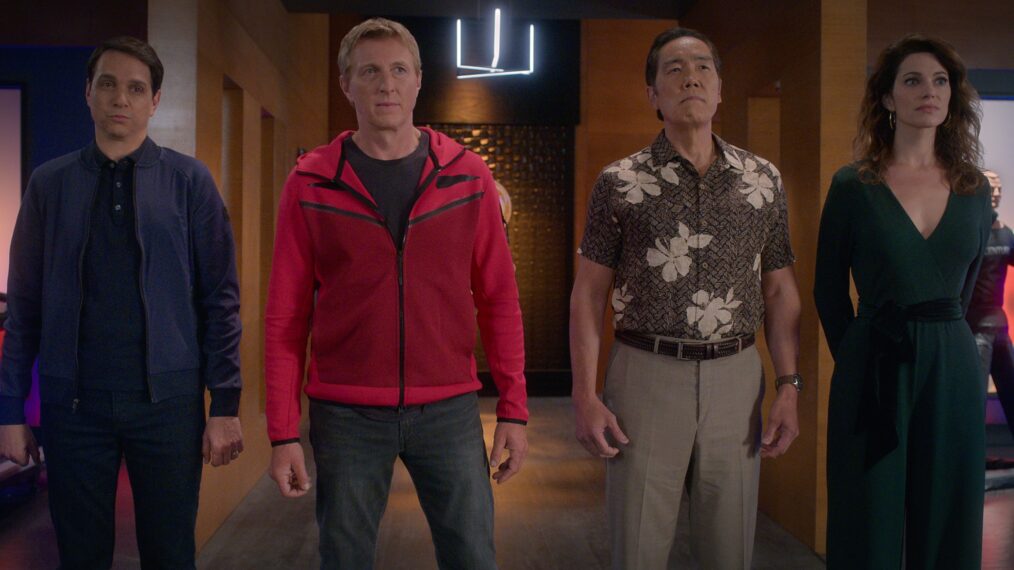 Ralph Macchio, William Zabka, Yuji Okumoto, and Courtney Henggeler in 'Cobra Kai'