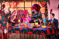 Neil Patrick Harris, Bianca Del Rio, Haneefah Wood & David Burtka with Jackie Beat & Sherry Vine in Hulu's 'Drag Me to Dinner'