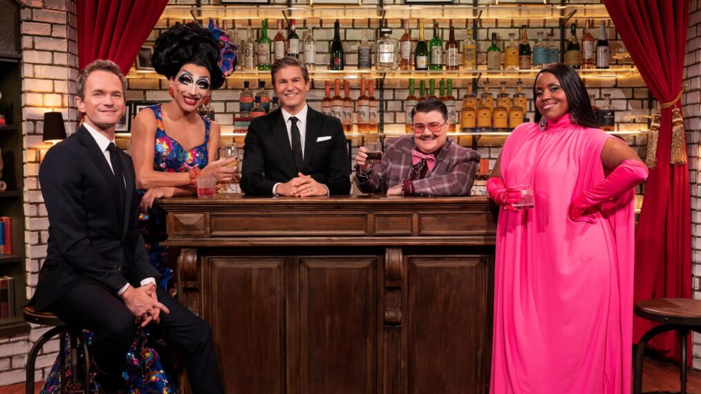 Neil Patrick Harris, Bianca Del Rio, Haneefah Wood, David Burtka & Murray Hill in Hulu's 'Drag Me to Dinner'