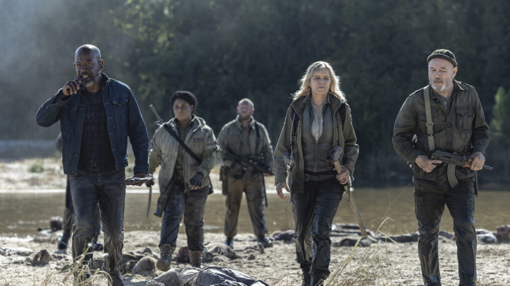 Lennie James as Morgan Jones, Kim Dickens as Madison Clark, Rubén Blades as Daniel Salazar - Fear the Walking Dead _ Season 8, Episode 6