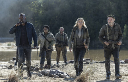 Lennie James as Morgan Jones, Kim Dickens as Madison Clark, Rubén Blades as Daniel Salazar - Fear the Walking Dead _ Season 8, Episode 6