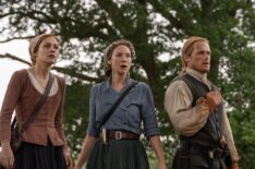 Sophie Skelton, Caitriona Balfe, and Sam Heughan in 'Outlander' Season 5