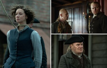 Caitriona Balfe, Sam Heughan, John Bell, and Mark Lewis Jones in the 'Outlander' Season 7 premiere