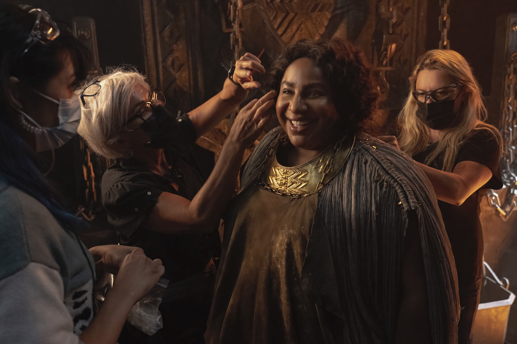 Sophia Nomvete as Disa behind the scenes of 'The Rings of Power' Season 1