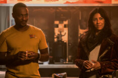 Anthony Mackie as John Doe and Stephanie Beatriz as Quiet in 'Twisted Metal' - Season 1