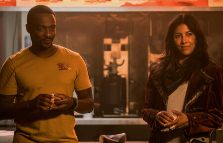 Anthony Mackie as John Doe and Stephanie Beatriz as Quiet in 'Twisted Metal' - Season 1