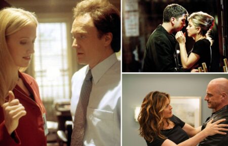 Janel Moloney and Bradley Whitford in 'The West Wing,' David Schwimmer and Jennifer Aniston in 'Friends,' and Mariska Hargitay and Christopher Meloni in 'Law & Order: Organized Crime'