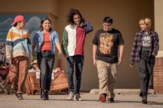 Paulina Alexis as Willie Jack, Devery Jacobs as Elora Danan, D'Pharaoh Woon-A-Tai as Bear, Lane Factor as Cheese, and Elva Guerra as Jackie in 'Reservation Dogs'