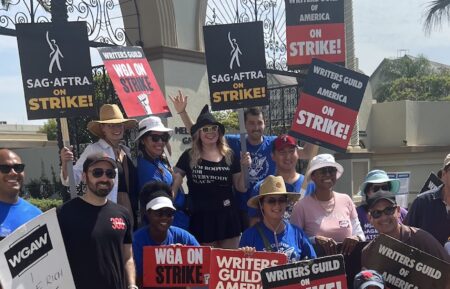 Kirsten Vangsness and Aisha Tyler at the Actors and Writers Strike
