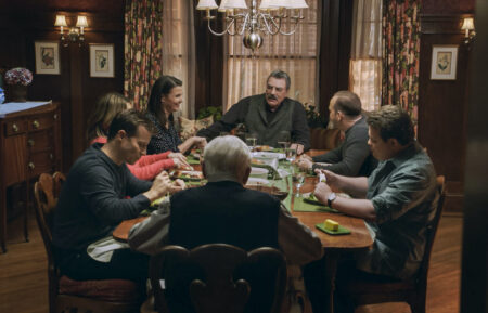 Will Estes, Vanessa Ray, Bridget Moynahan, Tom Selleck, Donnie Wahlberg, and Andrew Terraciano in 'Blue Bloods'