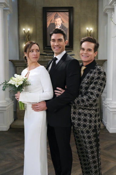 Peter Porte, Emily O'Brien, and Greg Rikaart in 'Days of Our Lives'