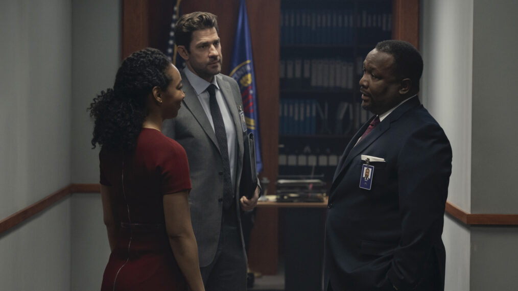 Betty Gabriel (Elizabeth Wright), John Krasinski (Jack Ryan), Wendell Pierce (James Greer) in 'Tom Clancy's Jack Ryan' - Season 4