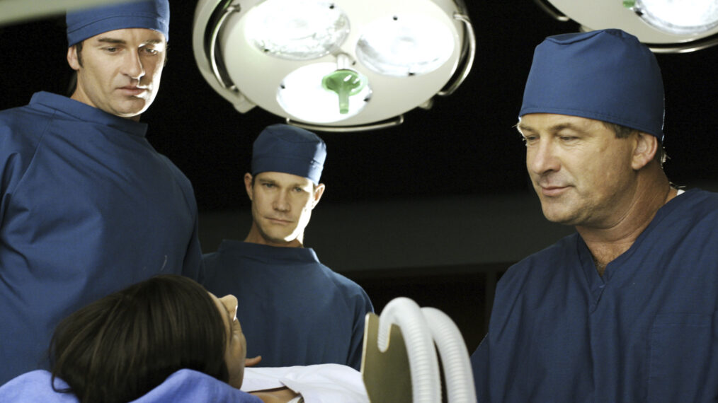 Julian McMahon as Dr. Christian Troy, Dylan Walsh as Dr. Sean McNamara, and Alec Baldwin as Dr. Barrett Moore in 'Nip/Tuck'