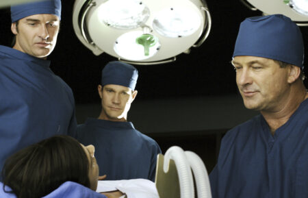 Julian McMahon as Dr. Christian Troy, Dylan Walsh as Dr. Sean McNamara, and Alec Baldwin as Dr. Barrett Moore in 'Nip/Tuck'