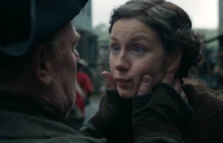 Caitriona Balfe and Mark Lewis Jones in 'Outlander' Season 7