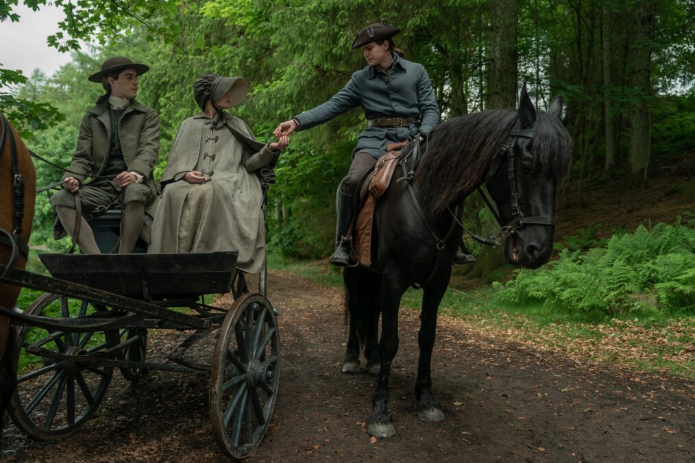 Joey Phillips, Izzy Meikle-Small, and Charles Vandervaart in 'Outlander' - Season 7