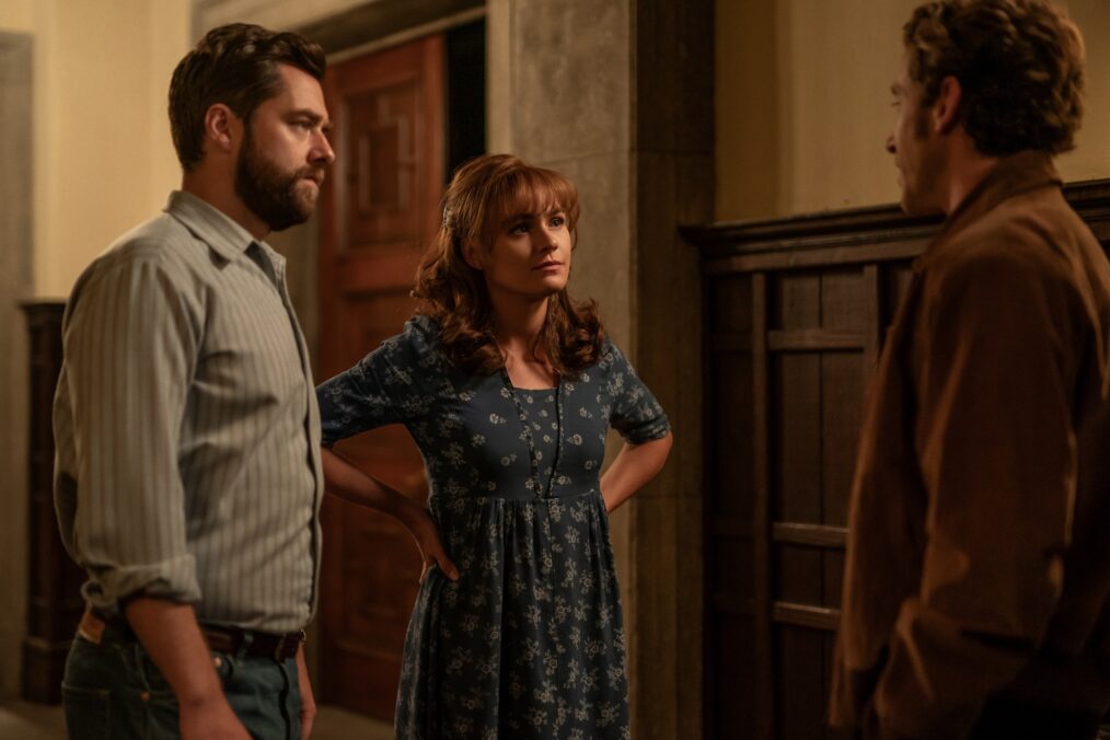 Richard Rankin, Sophie Skelton, and Chris Fulton in 'Outlander' Season 7
