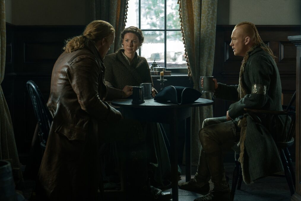 Sam Heughan, Caitriona Balfe, and John Bell in 'Outlander' Season 7