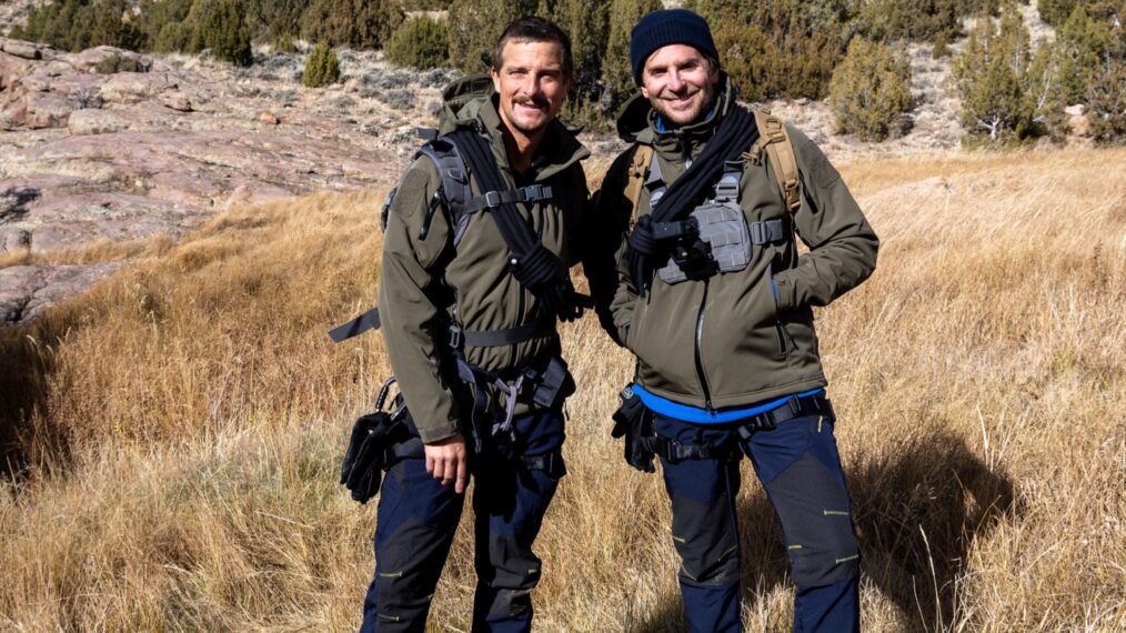 Bear Grylls and Bradley Cooper in 'Running Wild with Bear Grylls: The Challenge'