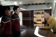 Tawny Newsome, Jack Quaid, and Anson Mount in 'Star Trek: Strange New Worlds'