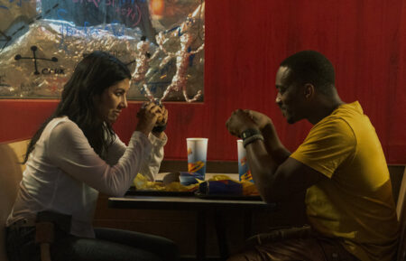 Stephanie Beatriz and Anthony Mackie in 'Twisted Metal'