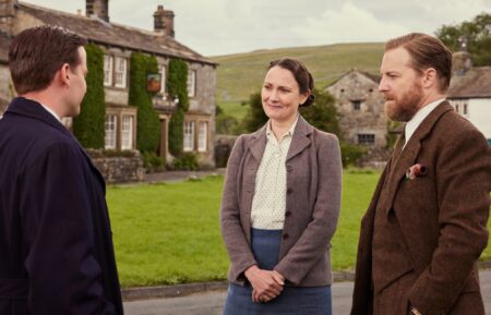 All Creatures Great And Small - James Herriot (Nicholas Ralph), Mrs Hall (Anna Madeley), and Siegfried Farnon ( Samuel West)